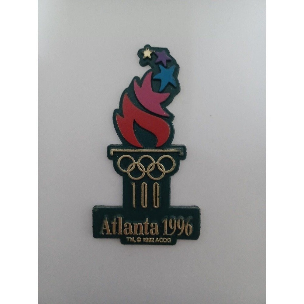 Atlanta Vintage 1996 Olympics Green and Red Plastic Magnet‎